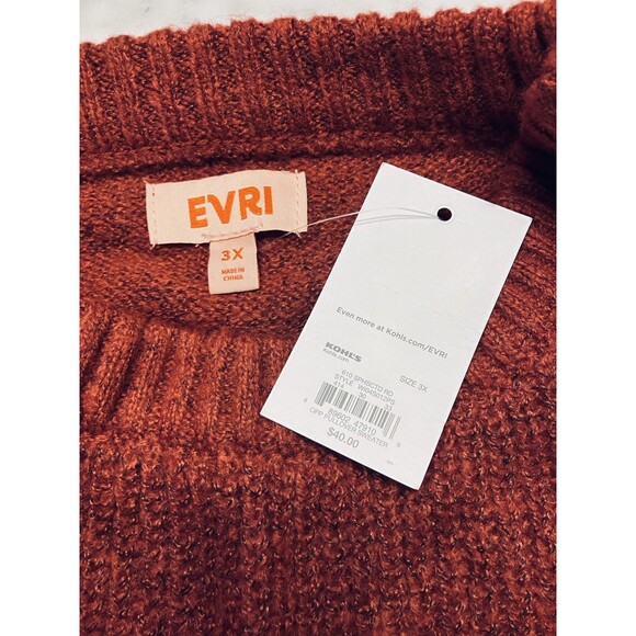 EVRI NWT Womens Rust Red Pullover Sweater Size 3X - Picture 2 of 7